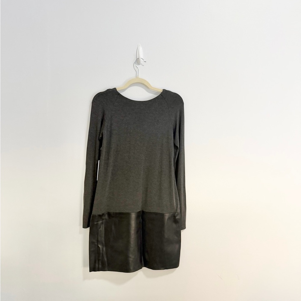 Bailey 44 Trystan Black Gray With Black Faux Leather Long Sleeve Dress - Picture 3 of 5